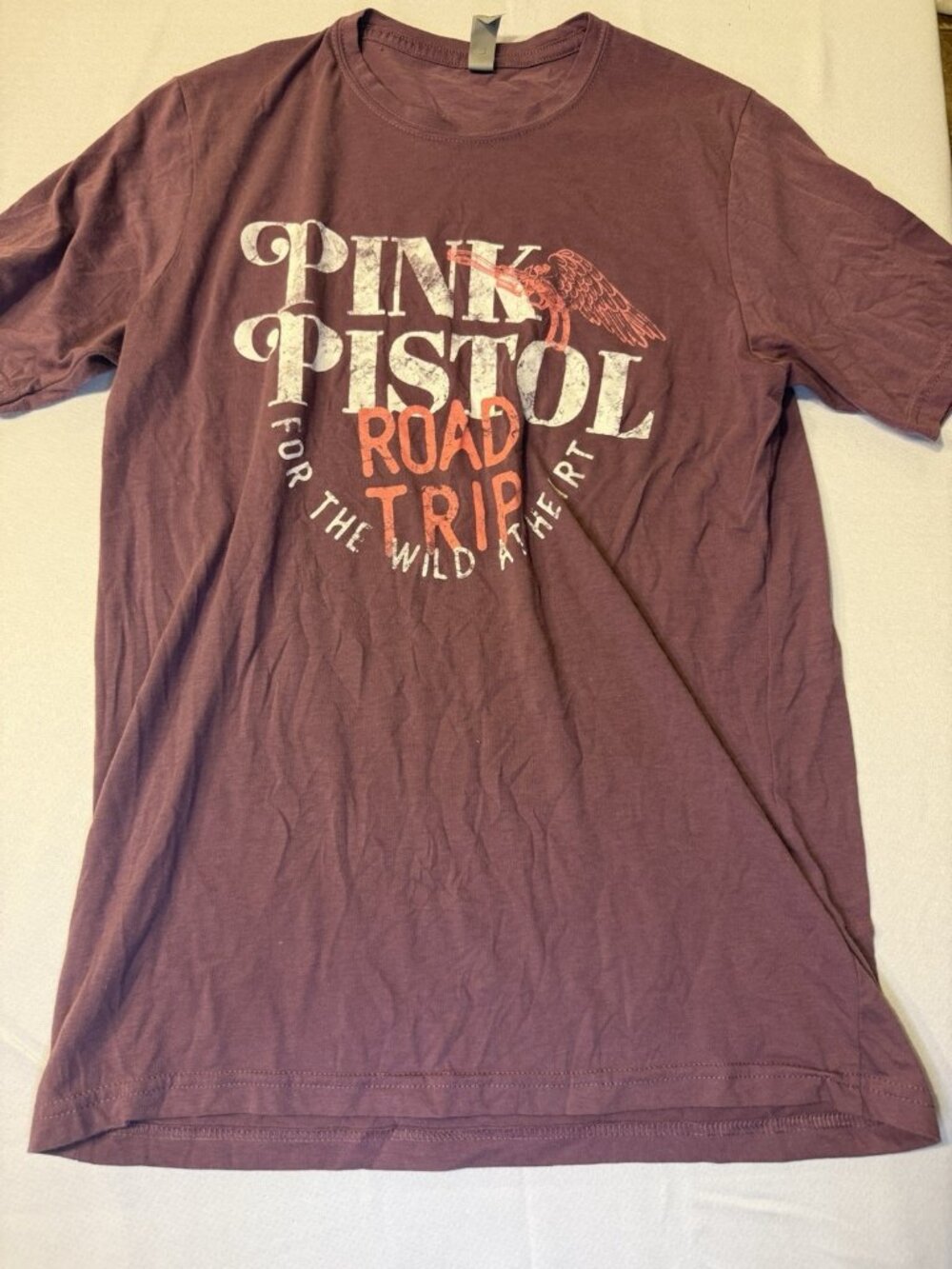 Next Level Pink Pistol Women's Casual T Shirt Plum White & Pink Size M